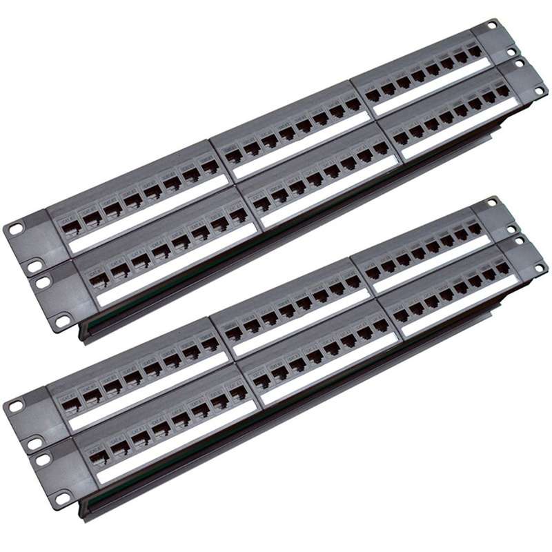 19inch 1u Pass-through 24 Port Cat6 Rj45 Cable Adapter Keystone Jack