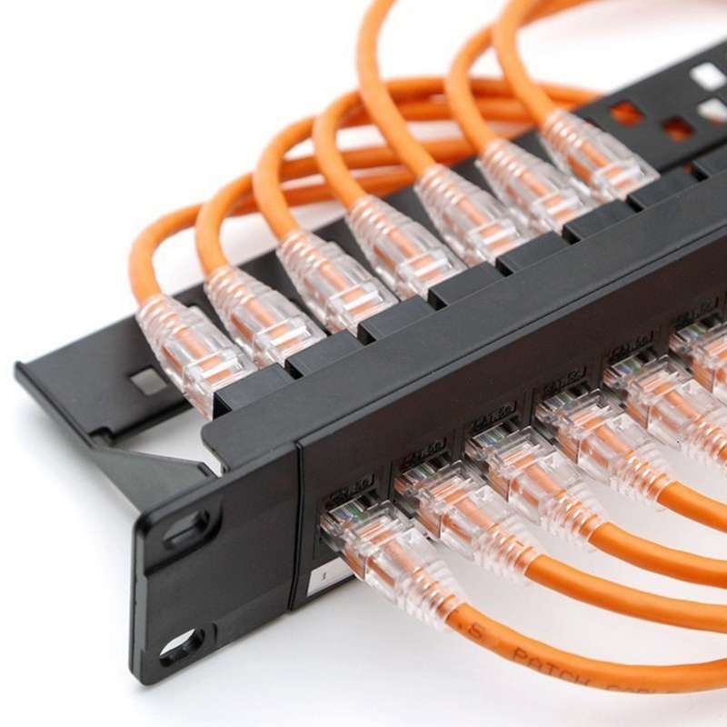 19inch 1u Pass-through 24 Port Cat6 Rj45 Cable Adapter Keystone Jack