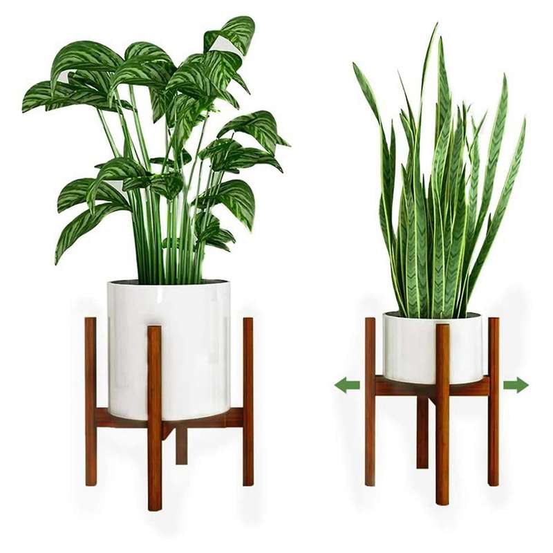 Adjustable Plant Stand, 8 to 12 Inch Bamboo Wood Flower Stand