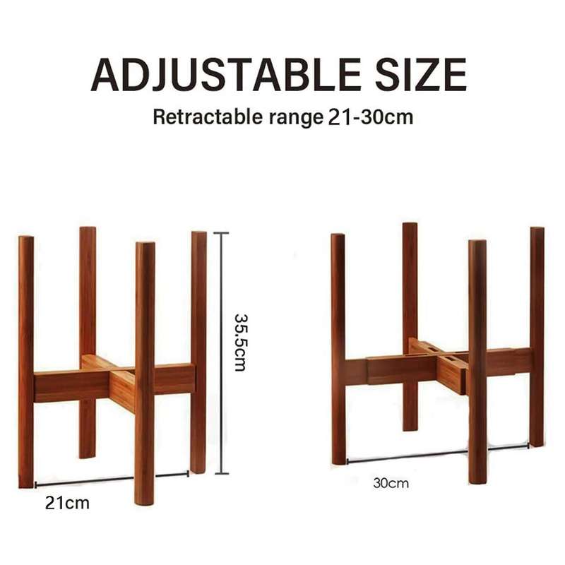 Adjustable Plant Stand, 8 to 12 Inch Bamboo Wood Flower Stand