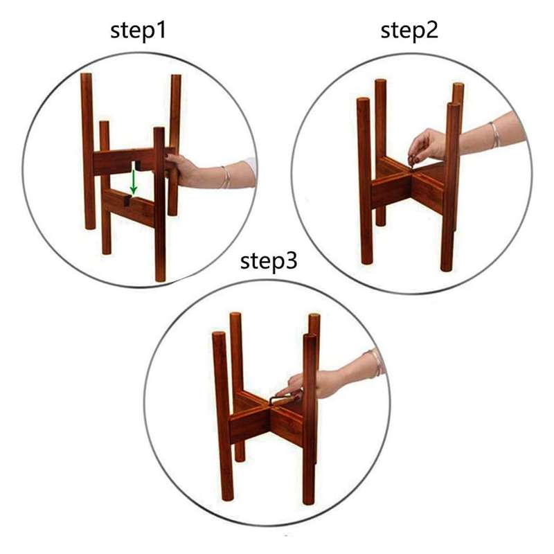 Adjustable Plant Stand, 8 to 12 Inch Bamboo Wood Flower Stand