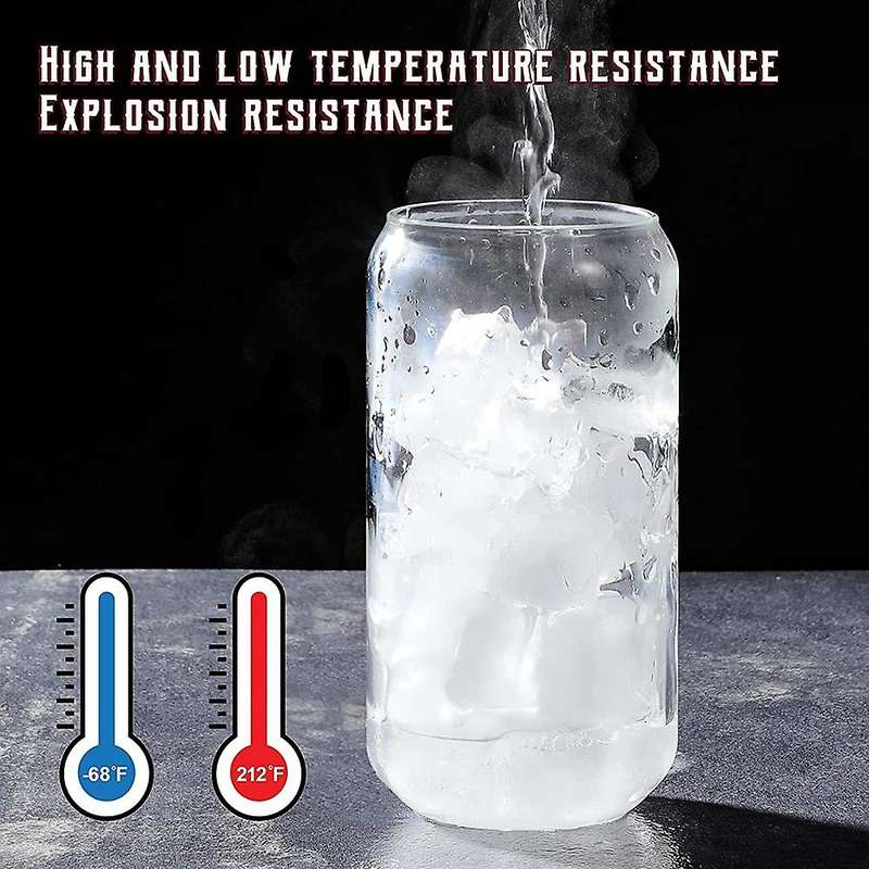 Drinking Glasses with Glass Straw -16oz Can Shaped Glass Cups