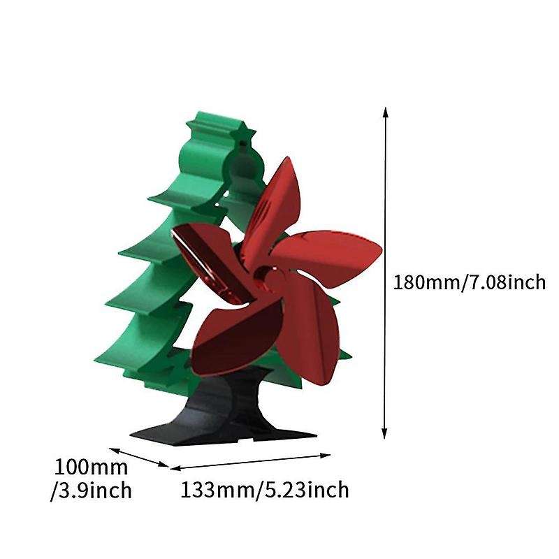 Christmas Tree Fireplace Fan 5-blade Heat Powered Stove Fan Burner