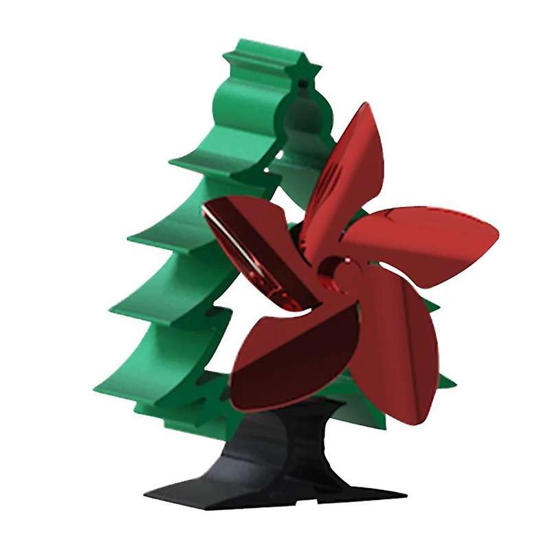 Christmas Tree Fireplace Fan 5-blade Heat Powered Stove Fan Burner