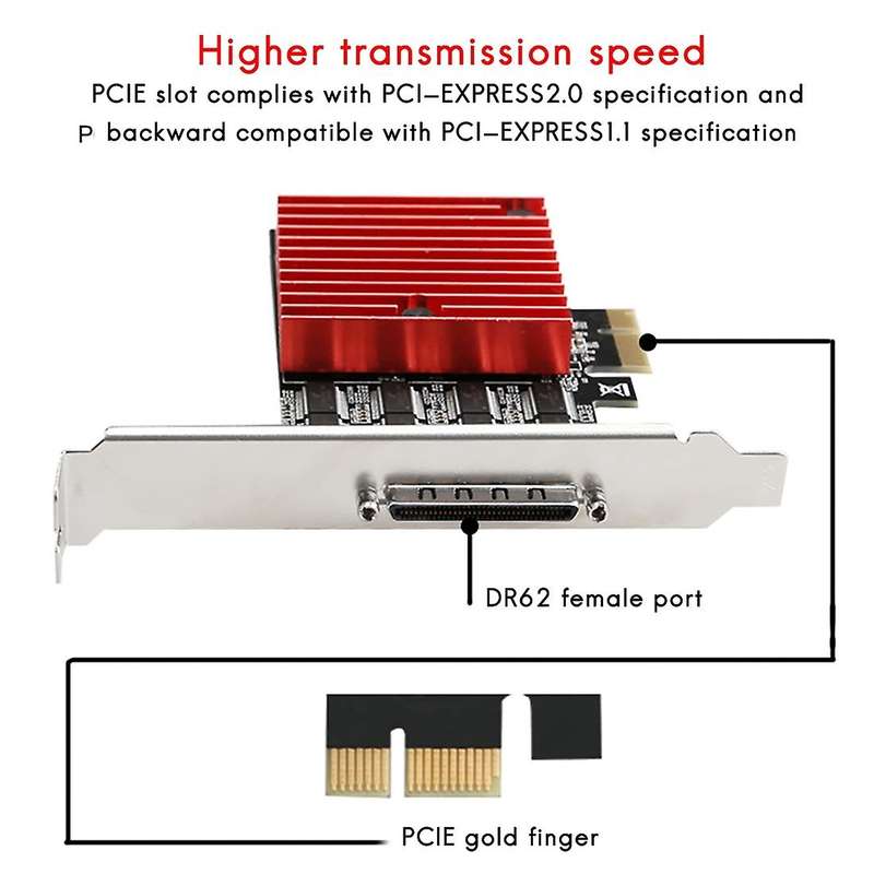 Pcie to 8-port Rs232 Expansion Card Pci-e 8-port Db9 Serial Card
