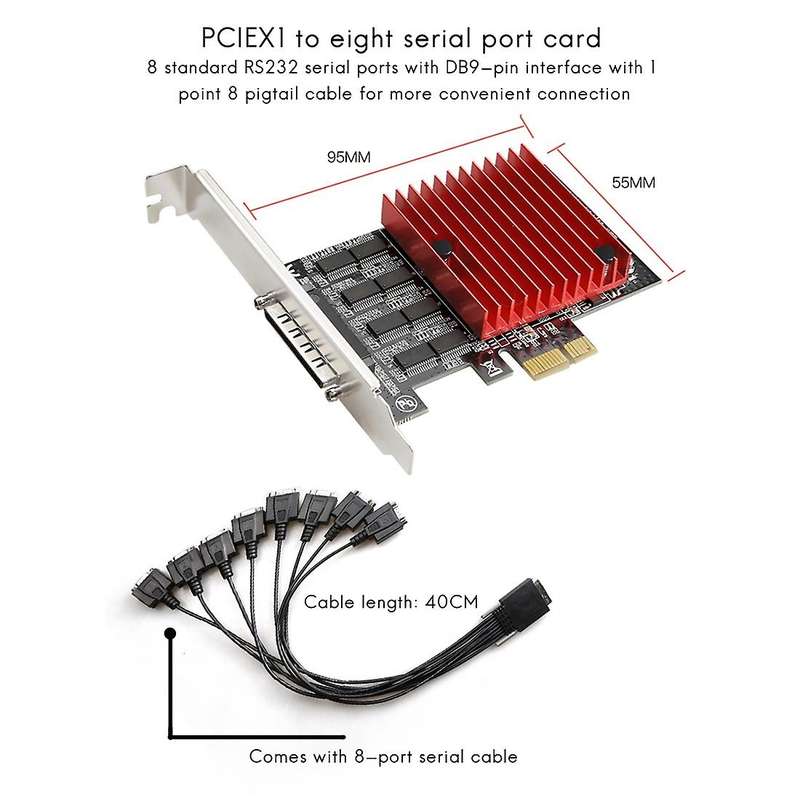 Pcie to 8-port Rs232 Expansion Card Pci-e 8-port Db9 Serial Card