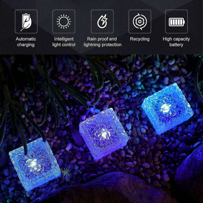 Solar Brick Lights 6 Pack Solar Ice Square Lights Led Deck Lights