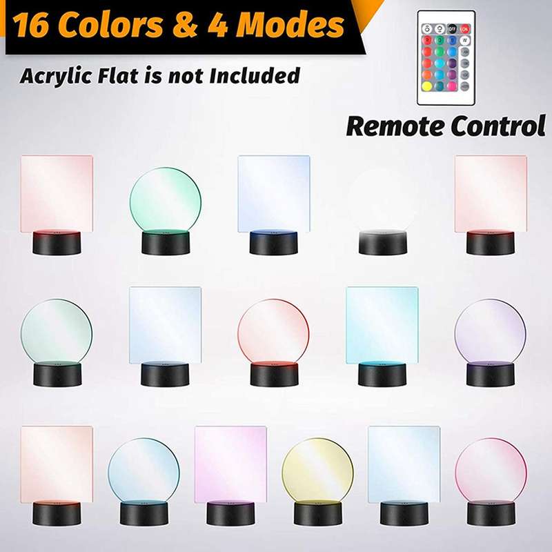 6 Pieces 3d Led Light Base, for Acrylic and Resin Glass (black)