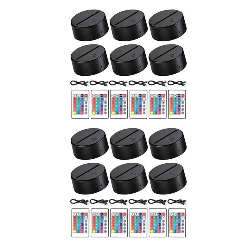 6 Pieces 3d Led Light Base, for Acrylic and Resin Glass (black)