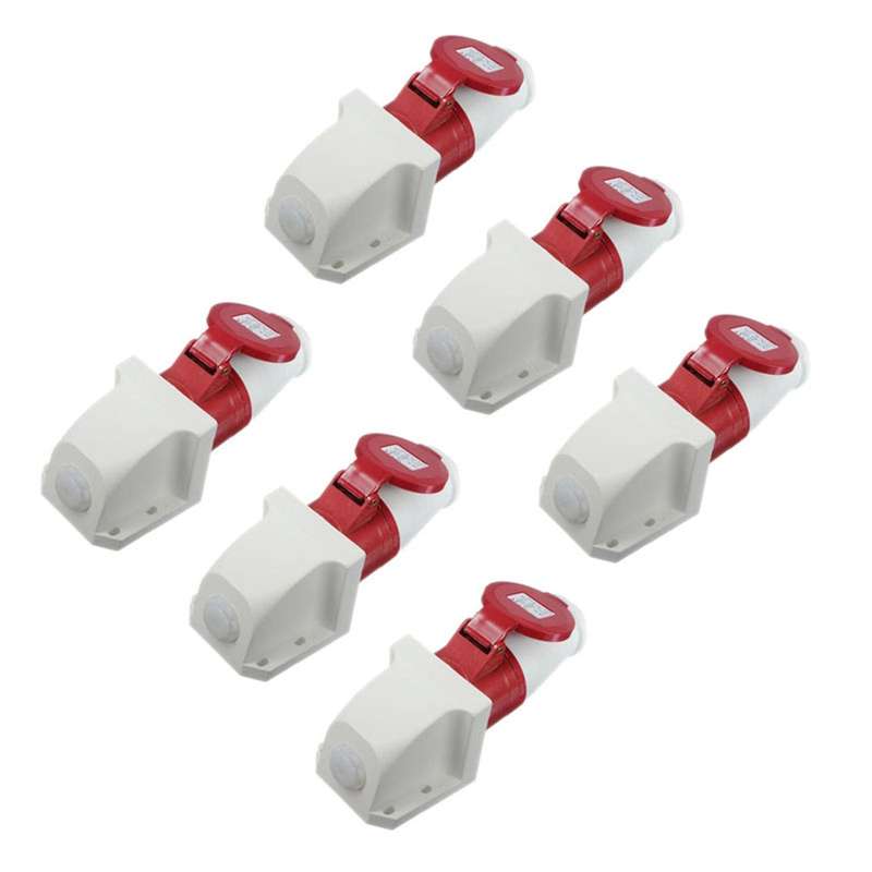 6x 16 Amp 5pin Plug & Socket Ip44 3 Phase 380-415v 3p + N + Earth 16a