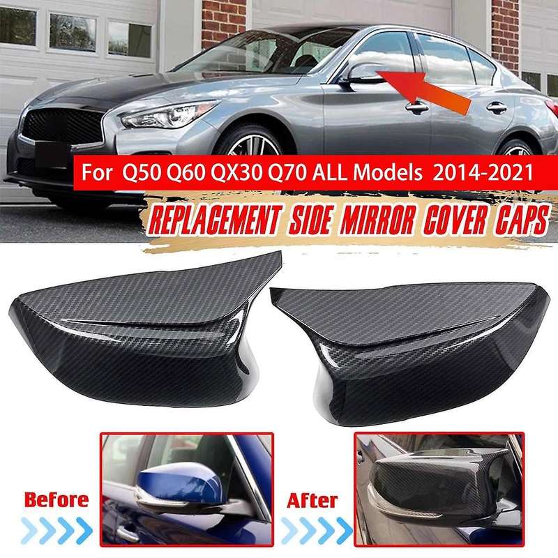 Car Carbon Fiber Rearview Mirror Cover for Infiniti Q50 Q60 2014-2021