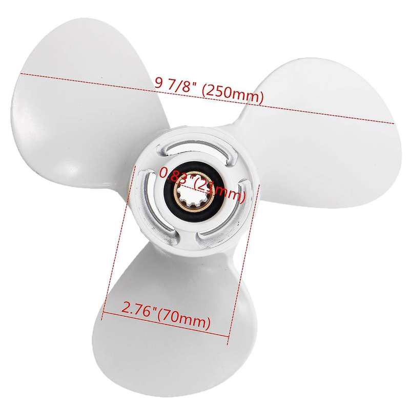 Outboard Propeller Aluminum Alloy 3 Blade Black 10 Spline Tooth