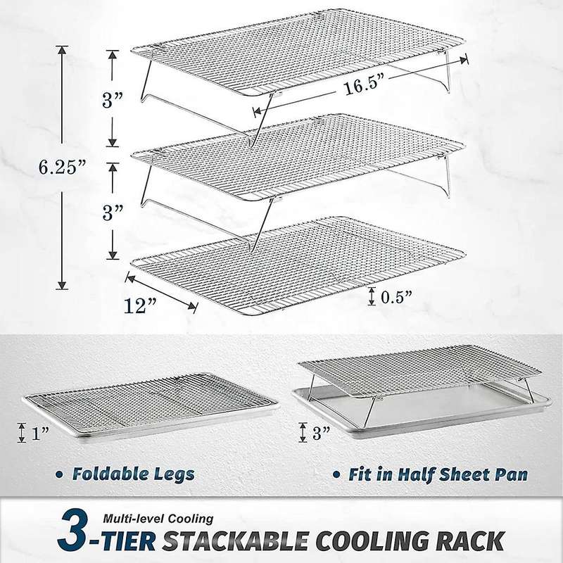 Cooling Rack for Baking, 3 Tier 11.8 Inch X 16.5 Inch,for Cookie