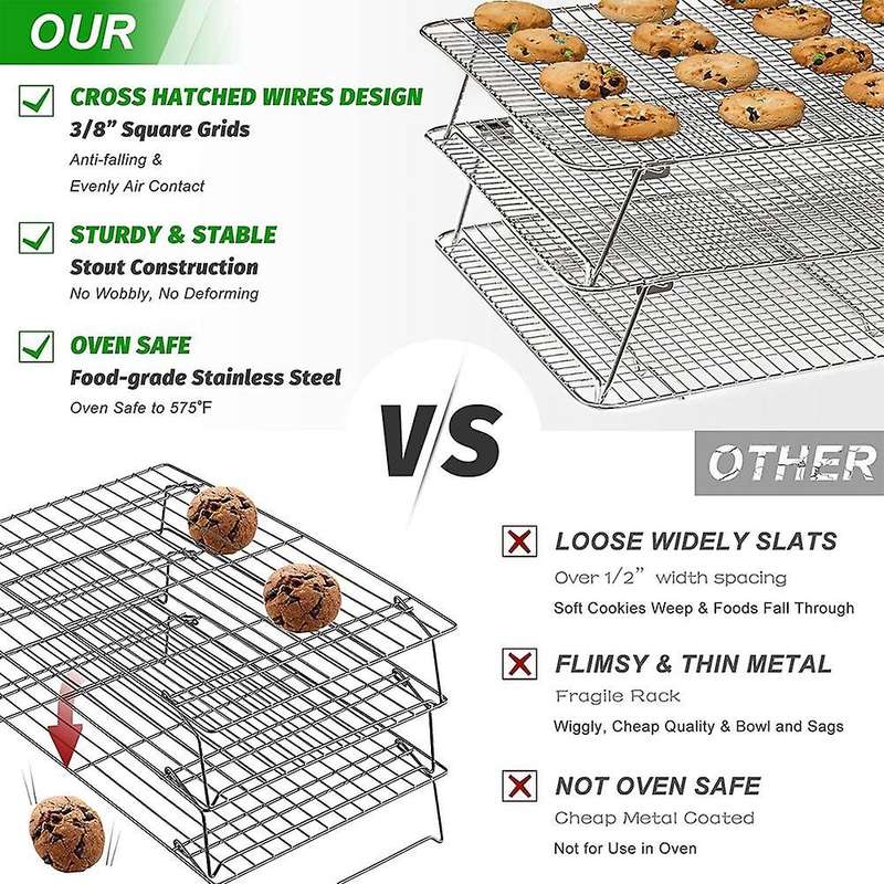 Cooling Rack for Baking, 3 Tier 11.8 Inch X 16.5 Inch,for Cookie