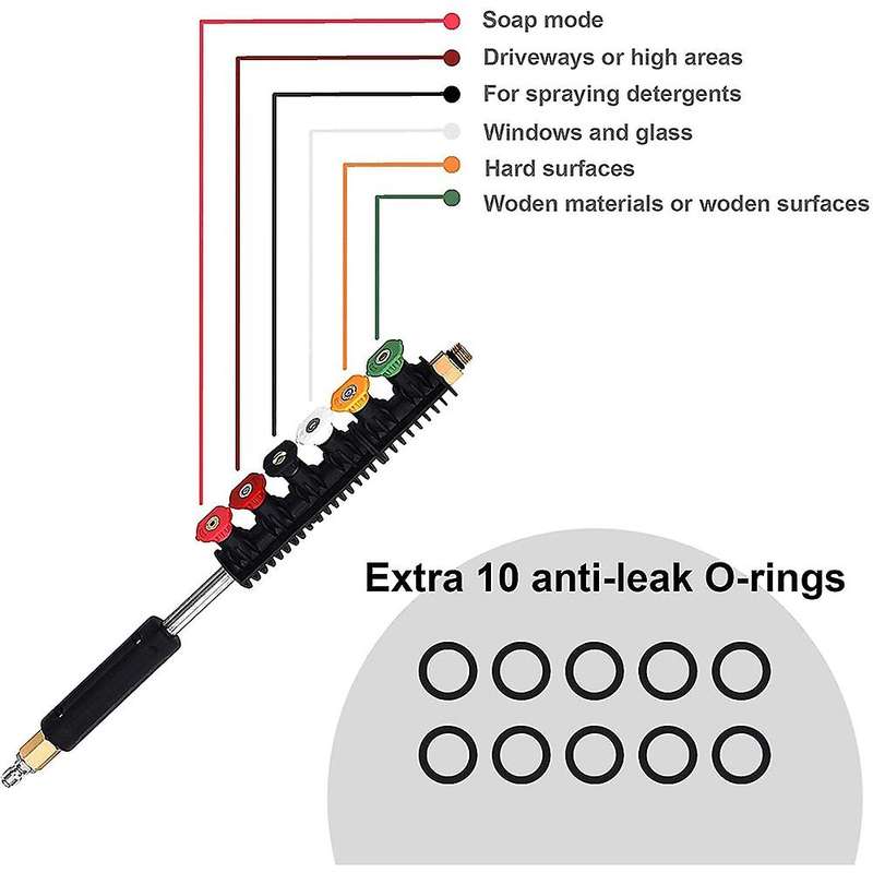 Pressure Washer Attachment Set -with 6 Spray Nozzle Tips-4000 Psi