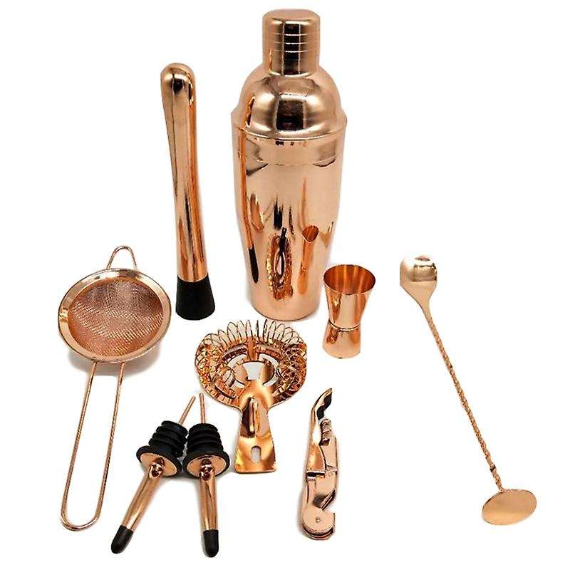 11 Pcs 750ml Stainless Steel Cocktail Shaker Set Rose Gold Color
