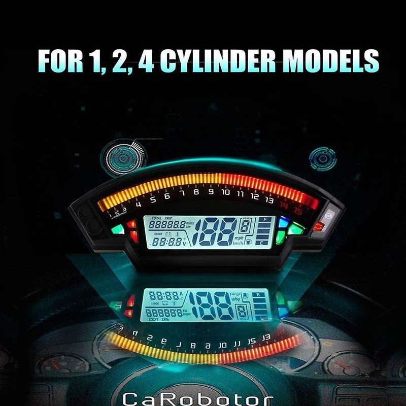 Motorcycle Universal Lcd Digital Speedometer 14000rpm 6 Gear 199km/h