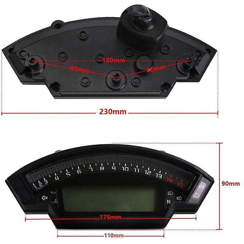 Motorcycle Universal Lcd Digital Speedometer 14000rpm 6 Gear 199km/h