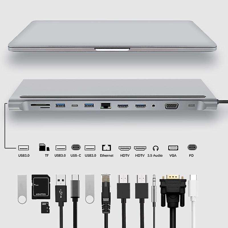 Docking Station Hub Type-c 12-in-1 for Macbook and Usb C Laptops