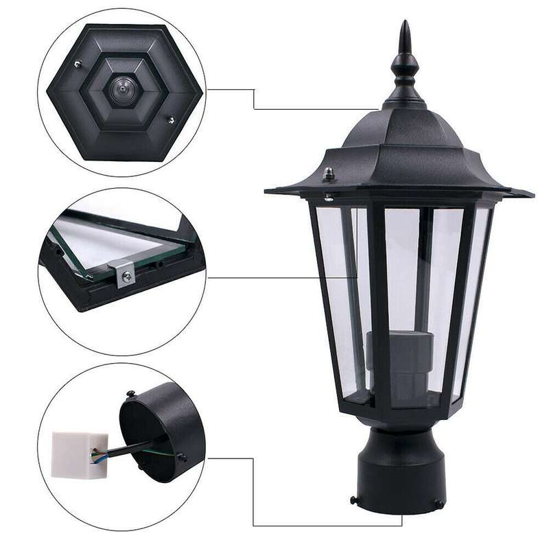 Post Pole Light Outdoor Garden Patio Driveway Yard Lantern Lamp Black