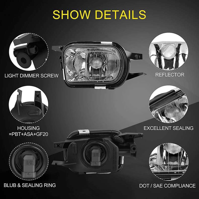 Car Front Bumper Fog Lights Lamp Shell without Bulb for Benz C-class