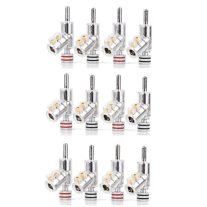 12pcs Hi-end Rhodium Plated Lock Speaker Cable Banana Plug Connector