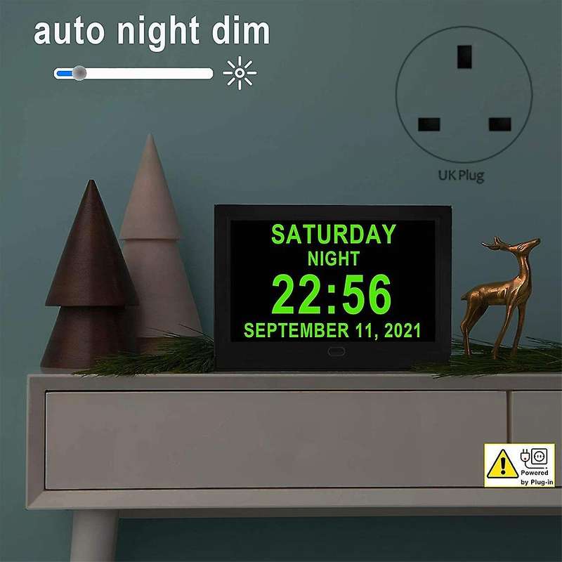 Dementia ,calendar Clock with Large Digits, with Photo Frame,uk Plug