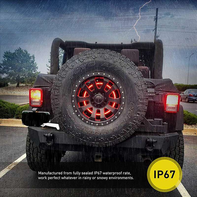 2x Spare Tire 3rd Third Brake Light for 2007-2018 Jk Jku Yj,red Light