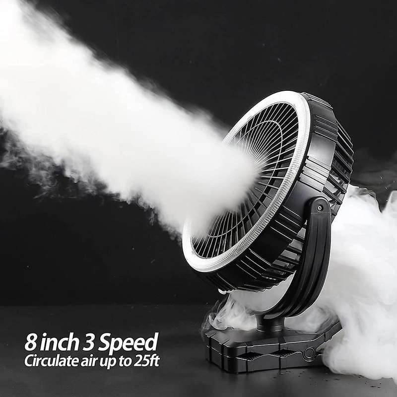 10000mah 8 Inch Camping Fan with Led Lantern with Hook for Travel