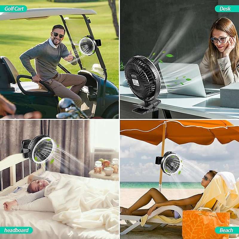 10000mah 8 Inch Camping Fan with Led Lantern with Hook for Travel