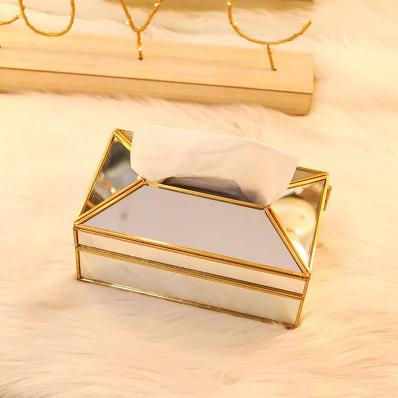Luxury European Style Practical Mirror Glass Tissue Box - M