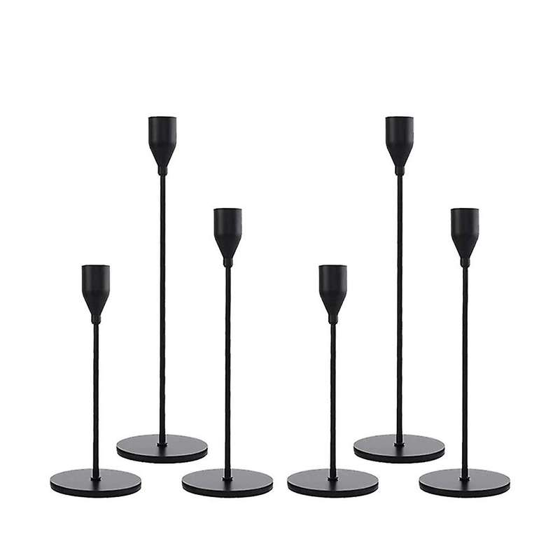 Candlestick Holders 6 Pcs Set, 3 Sizes Of Taper Candle Holders
