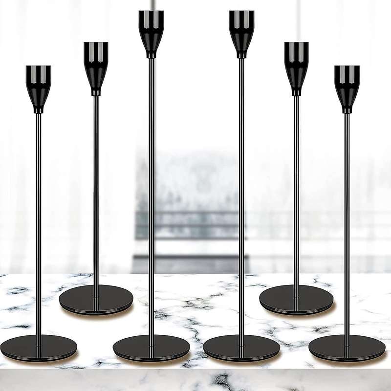 Candlestick Holders 6 Pcs Set, 3 Sizes Of Taper Candle Holders