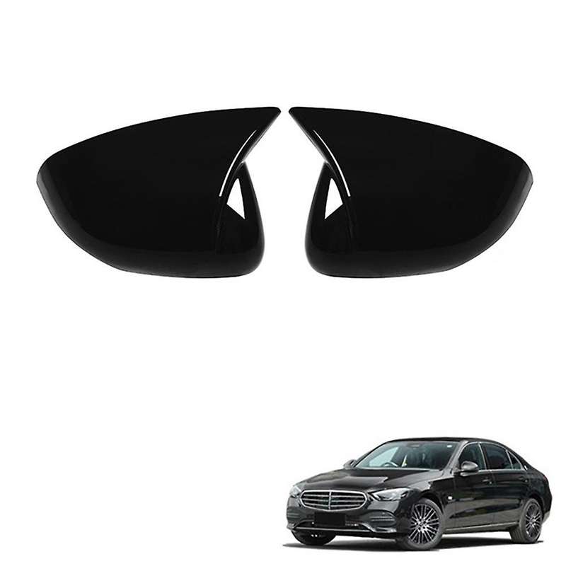 Glossy Black Ox Horn Rearview Mirror Cover for Benz S C Class W223