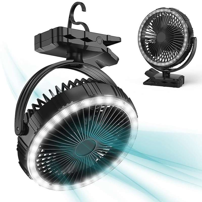 Desk Fan Camping Tent Fan Strong Wind with Led Lights for Outdoor