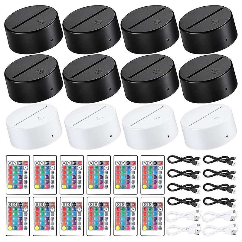 12 Pack 3d Night Led Light Lamp Base 16 Colors Led Light Display