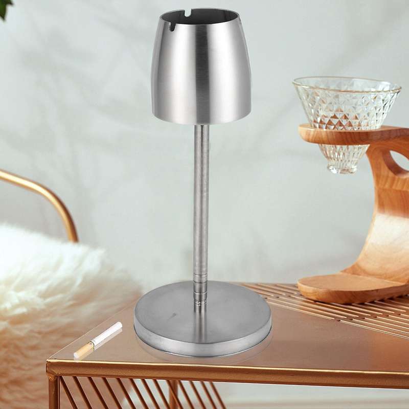 2x Stainless Steel Telescopic Ashtray Floor Standing Ash Tray Ashtray