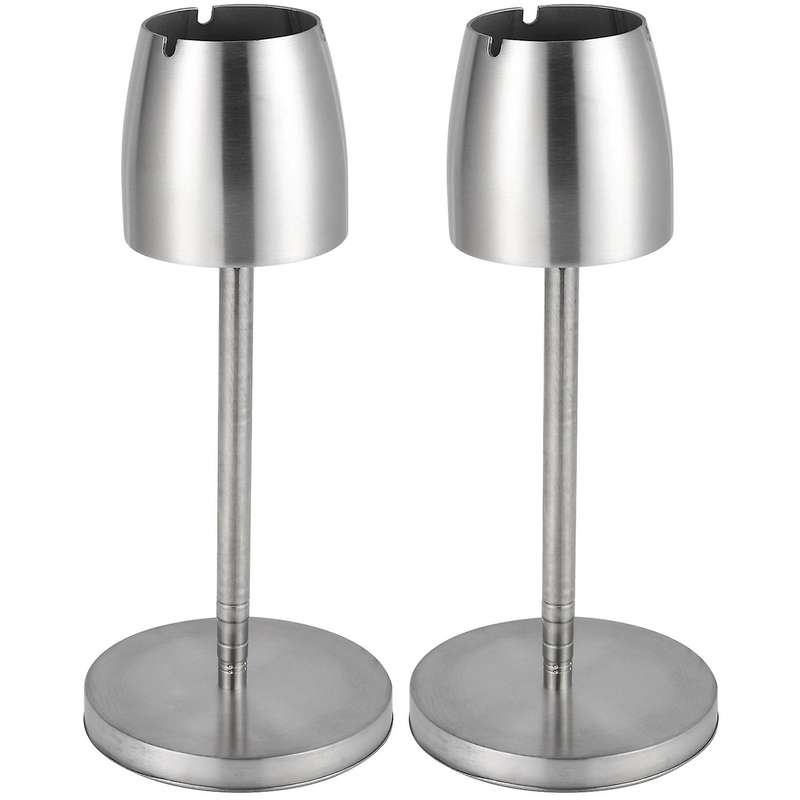 2x Stainless Steel Telescopic Ashtray Floor Standing Ash Tray Ashtray