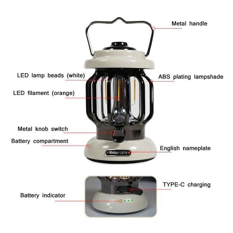Outdoor Camping Lamp Led Retro Tent Lamp Usb Horse Lamp Night Lamp