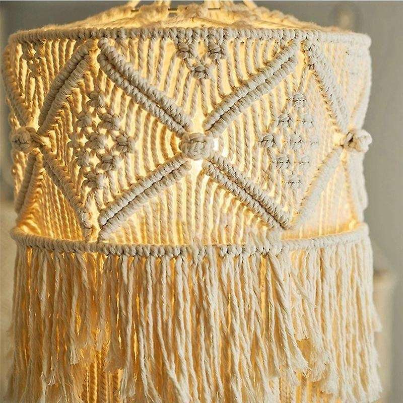Handmade Wall Tapestry Lampshade Macrame Boho Decor Handcraft Tassel
