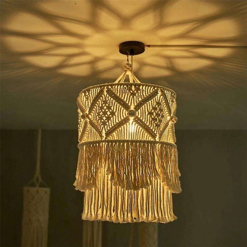 Handmade Wall Tapestry Lampshade Macrame Boho Decor Handcraft Tassel