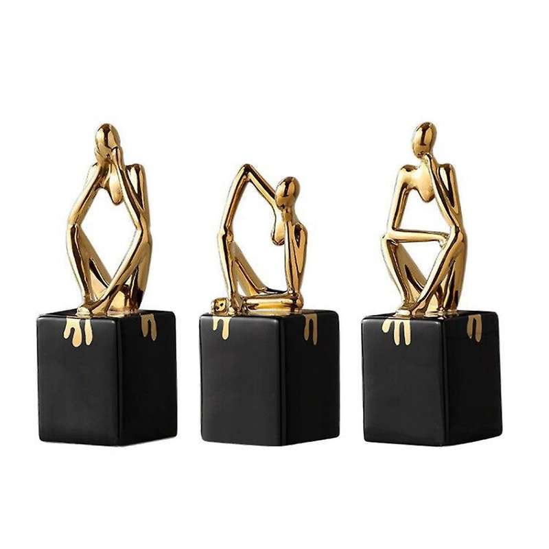 Abstract Thinker Character Statue Ceramic Home Office Desktop Decor D