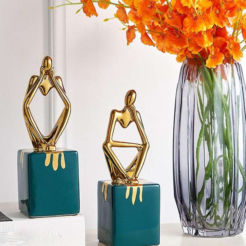 Abstract Thinker Character Statue Ceramic Home Office Desktop Decor D
