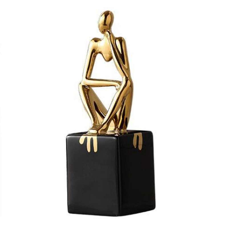 Abstract Thinker Character Statue Ceramic Home Office Desktop Decor D