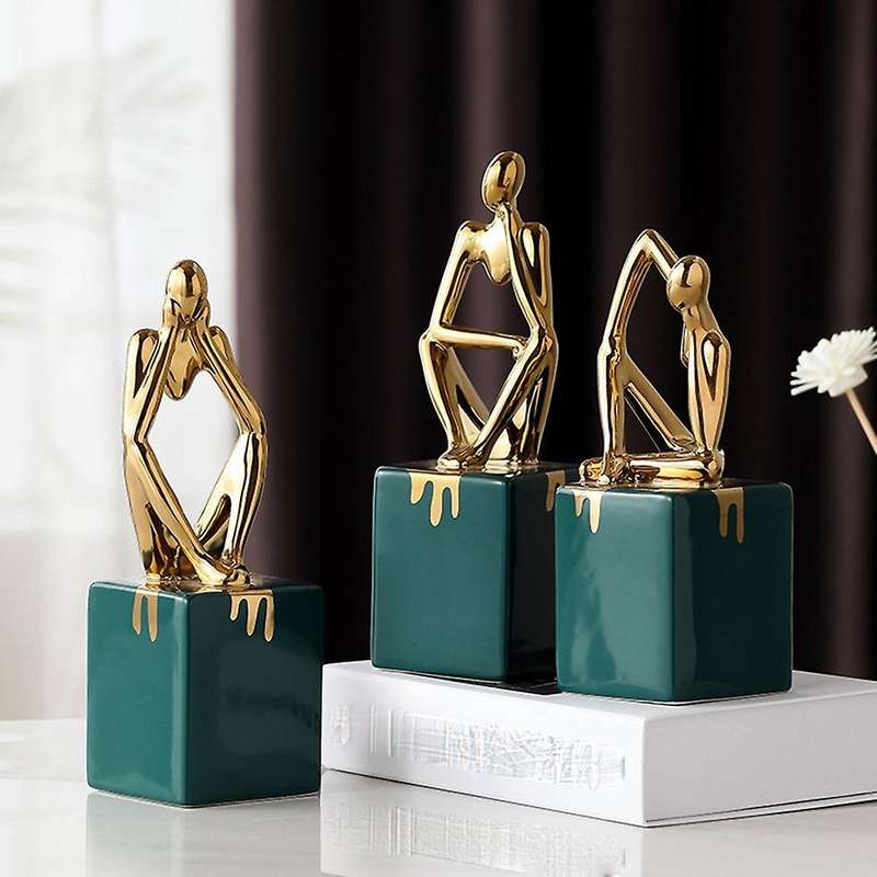 Abstract Thinker Character Statue Ceramic Home Office Desktop Decor D