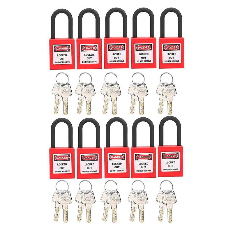10 Pcs Locks Lockout Tagout Locker 38mm with Keys for Industrial