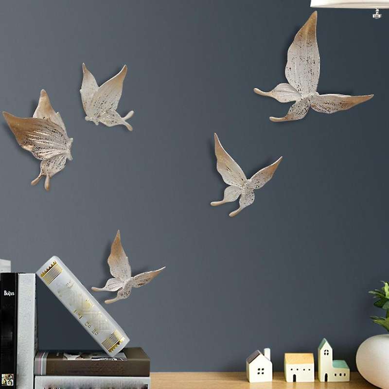 5pcs 3d Stereo Resin Wall Hanging Butterfly Wall Sticker Ornaments