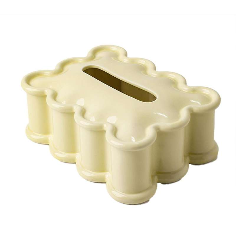 Ceramic Tissue Box Household Light Luxury High-end Home Decor -yellow
