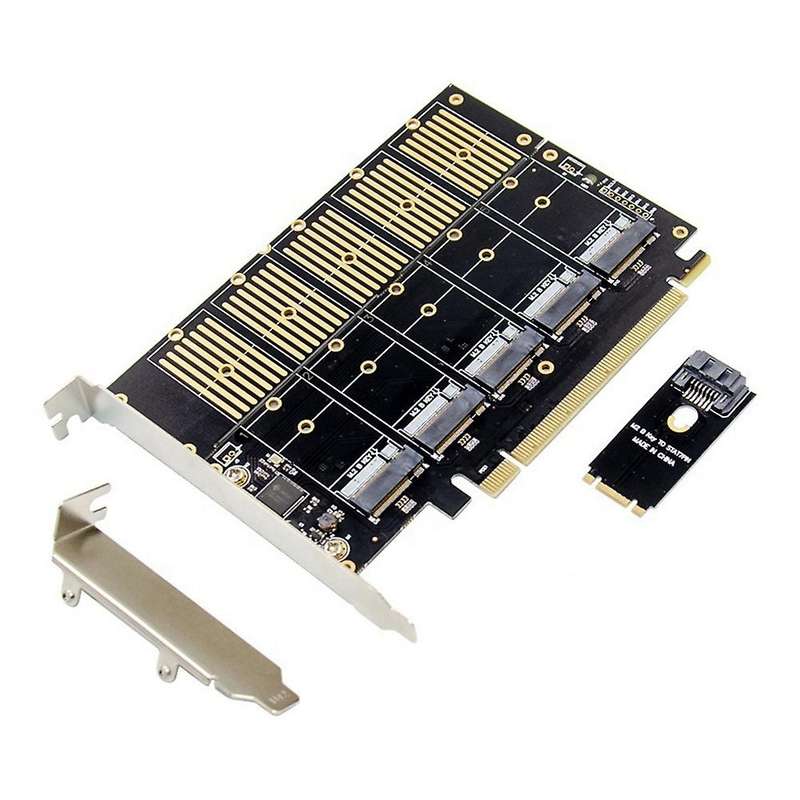 Pcie Gen3 X16 to 5 Ports M.2 Ngff B-key Sata 6gbps Adapter Expansion