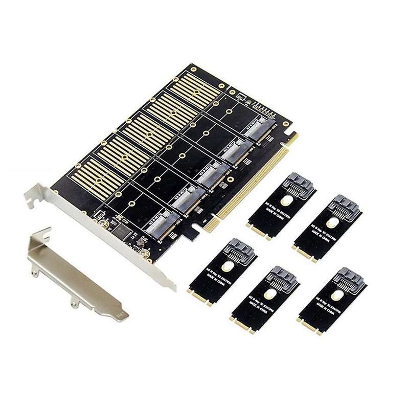 Pcie Gen3 X16 to 5 Ports M.2 Ngff B-key Sata 6gbps Adapter Expansion